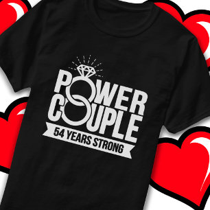 54 Years Strong Power Couple Cute 54th Anniversary T-Shirt
