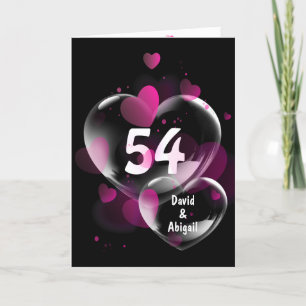 54th Anniversary Heart Bubbles on Black Card