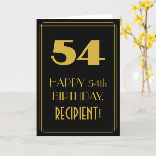 54th Birthday – Art Deco Inspired Look "54" & Name Card