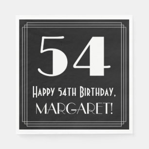 54th Birthday ~ Art Deco Inspired Look "54", Name Napkin