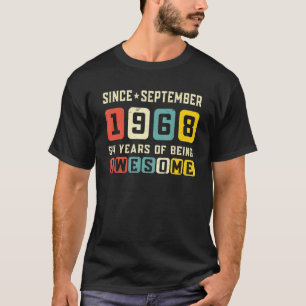 54th Birthday Awesome Since September 1968 Vintage T-Shirt