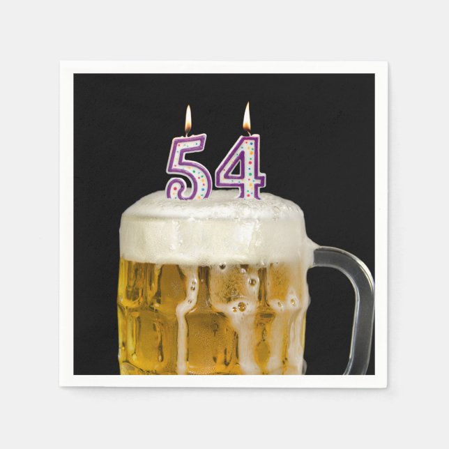54th Birthday Beer on black Napkin (Front)