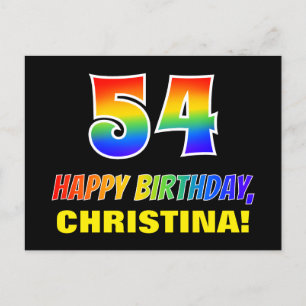 54th Birthday: Bold, Fun, Simple, Rainbow 54 Postcard