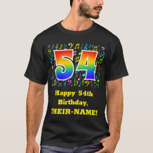 54th Birthday: Colourful Music Symbols, Rainbow 54 T-Shirt