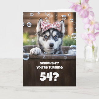 54th Birthday Cute and Funny Husky Dog Card