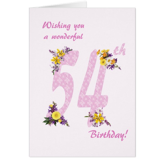 54th Birthday Flower Decorated Numbers (Front)