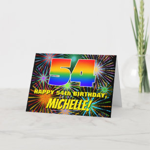 54th Birthday: Fun, Colourful Celebratory Firework Card