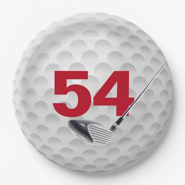 54th Birthday Golf Ball Design  Paper Plate (Front)