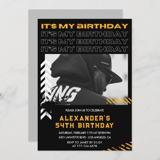 54th birthday invitations Men Photo Spray paint (Front/Back)