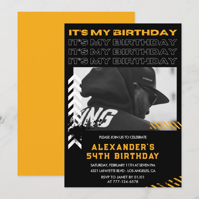 54th birthday invitations Men Photo Spray paint (Front/Back)