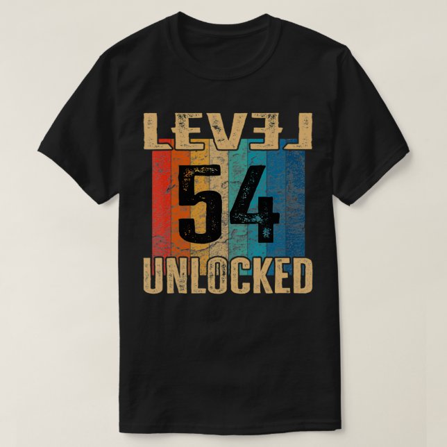 54th Birthday Level Unlocked Vintage Retro  T-Shirt (Design Front)
