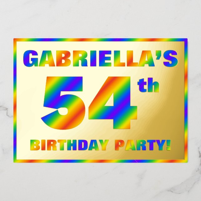 54th Birthday Party — Fun, Rainbow Spectrum “54” (Front)