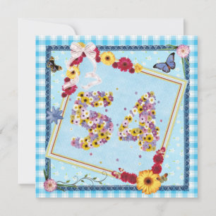 54th Birthday party Invitation flowers,butterflies