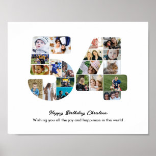 54th Birthday Party Number 54 Photo Collage Poster