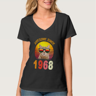 54th Birthday Vintage Cat Awesome Since 1968 T-Shirt