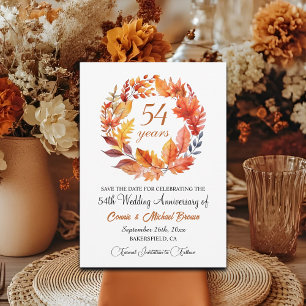 54th Wedding Anniversary Elegant Fall Floral Save The Date