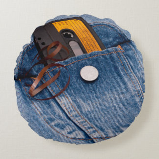 5563Retro 80's Design - Audio Cassette Tape Round Cushion