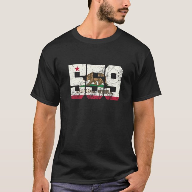 559 Area Code Flag of California State Fresno Visa T-Shirt (Front)