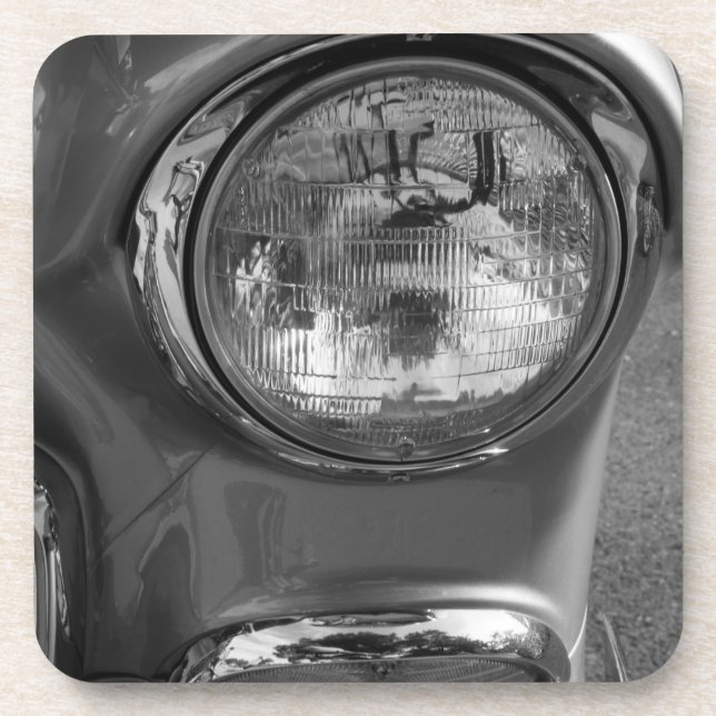 55 Chevy Headlight Grayscale Coaster (Front)