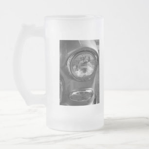 55 Chevy Headlight Grayscale Frosted Glass Beer Mug