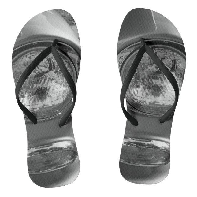 55 Chevy Headlight Grayscale Jandals (Footbed)