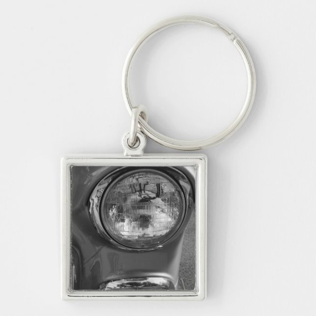 55 Chevy Headlight Grayscale Key Ring (Front)