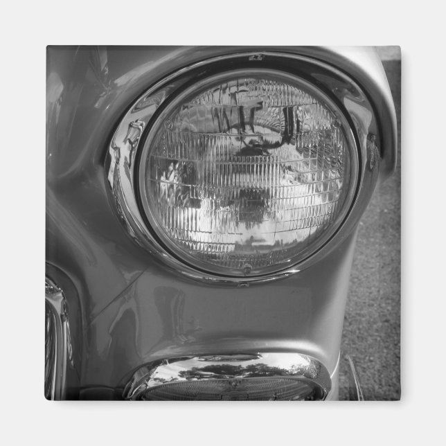 55 Chevy Headlight Grayscale Magnet (Front)