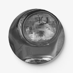 55 Chevy Headlight Grayscale Paper Plate