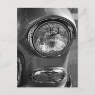 55 Chevy Headlight Grayscale Postcard