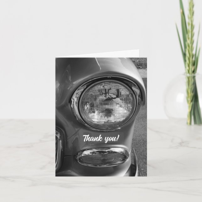 55 Chevy Headlight Grayscale Thank You Card (Front)