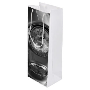 55 Chevy Headlight Grayscale Wine Gift Bag