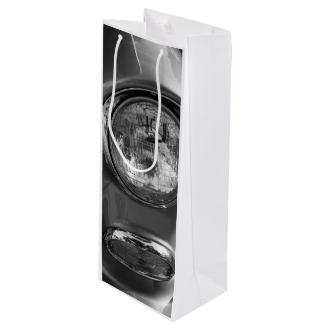 55 Chevy Headlight Grayscale Wine Gift Bag (Front Angled)