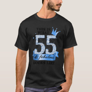 55 & Fabulous I Blue White Party Group Candid Phot T-Shirt