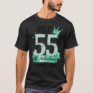 55 & Fabulous I Turquoise White Party Group Photo T-Shirt