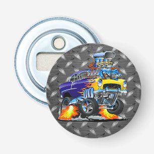 55 Funny Car on Metal Diamond Plate Beer Bottle Opener