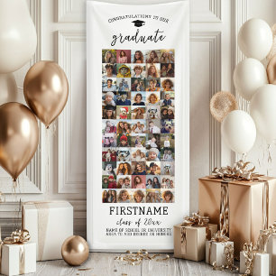 55 Photo Collage Graduation Modern Minimal White Banner