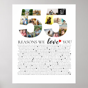 55 reasons why we love you 80th 70th birthday 60th poster