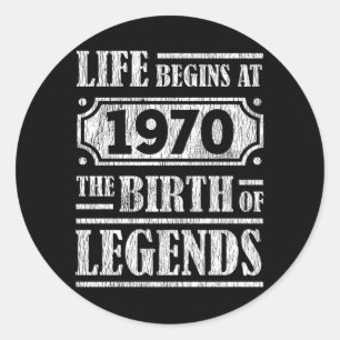 55 Year Old 1970 Birth Of Legend 55th Birthday Classic Round Sticker