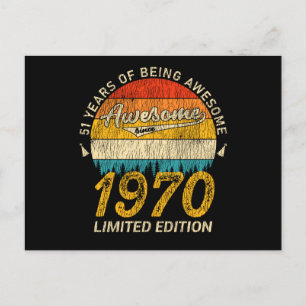 55 Year Old 1970 Retro Awesome 55th Birthday Gift Postcard