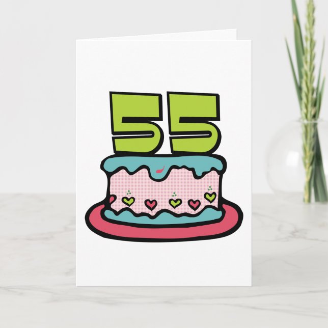 55 Year Old Birthday Cake Card (Front)