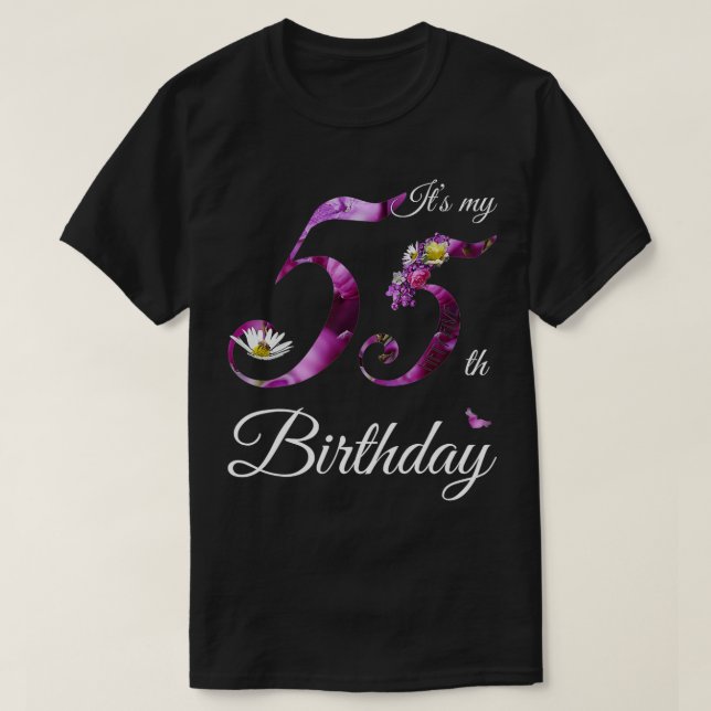 55 Year Old  Floral 1967 It's My 55th Birthday Gif T-Shirt (Design Front)