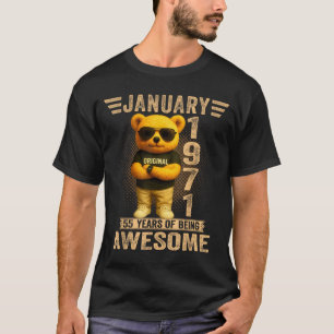 55 Year Old January 1971 Teddy Bear 55th Birthday  T-Shirt