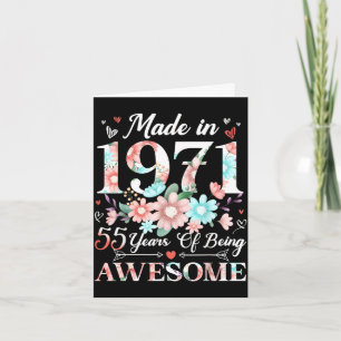 55 year old made in 1971 floral 55th birthday wome card