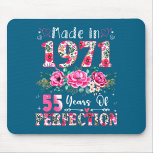 55 Year Old Made In 1971 Floral 55th Birthday Wome Mouse Pad