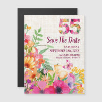 55 Years Floral Linen 55th Birthday Save the Date