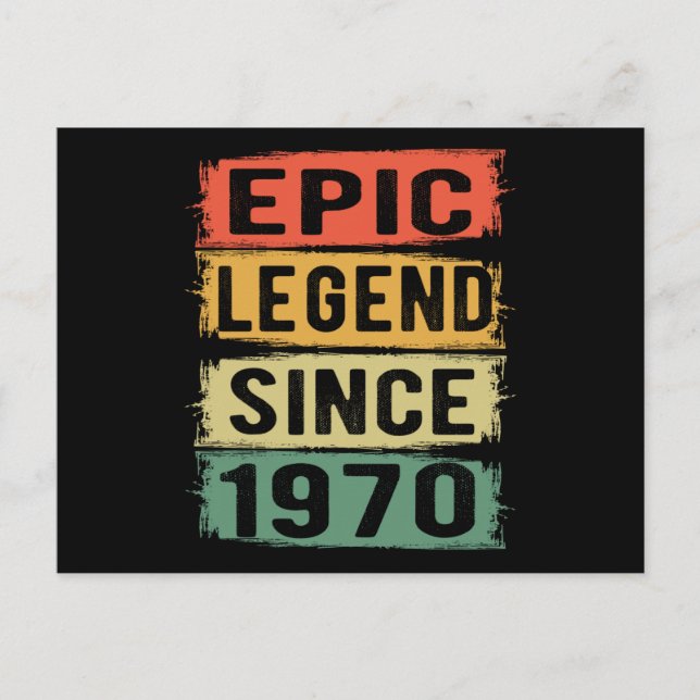 55 Years Old Bday 1970 Epic Legend 55th Birthday Postcard (Front)