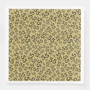 55th Age Random Number Pattern Black/Gold Napkin