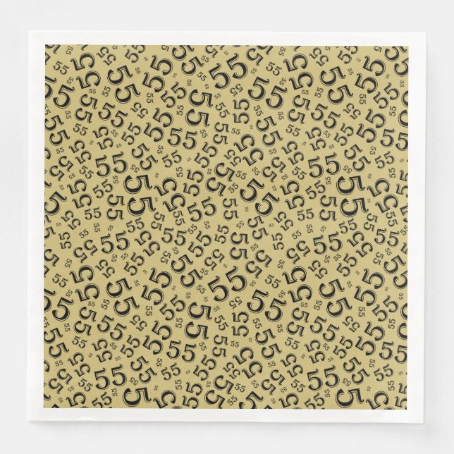 55th Age Random Number Pattern Black/Gold Napkin (Front)