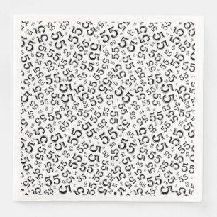 55th Age Random Number Pattern Black/White Napkin