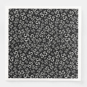 55th Age Random Number Pattern Black/White Napkin